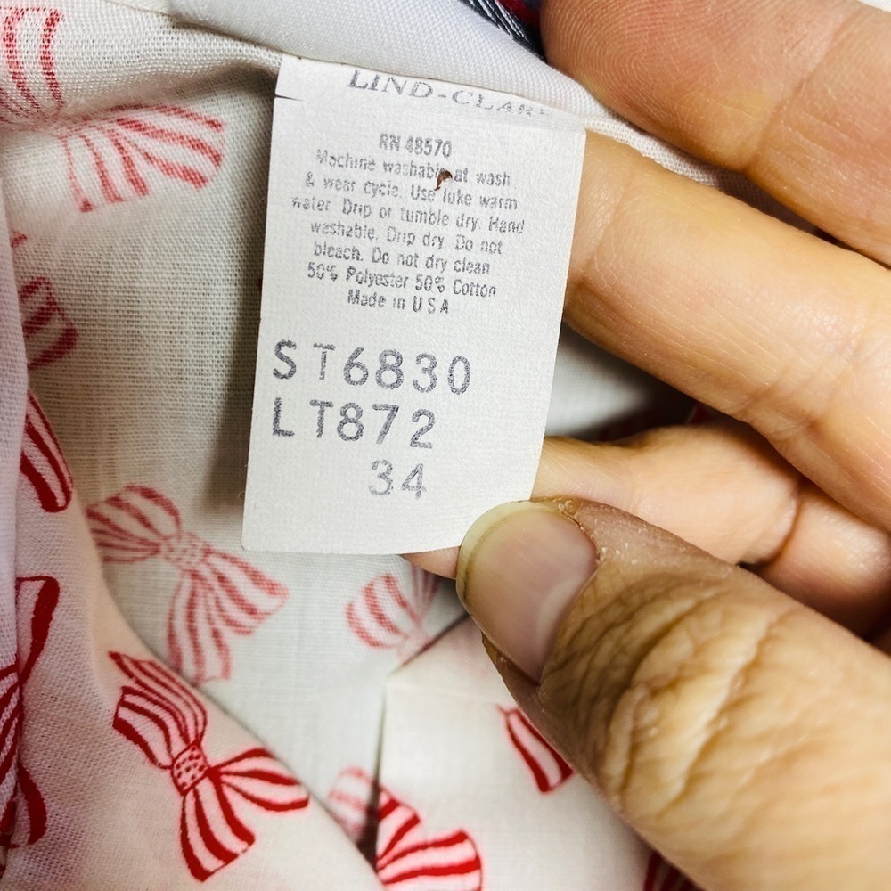⭐️Vintage LIND CLARE Button Up Shirt with Striped Bow Detail - Picture 4 of 5
